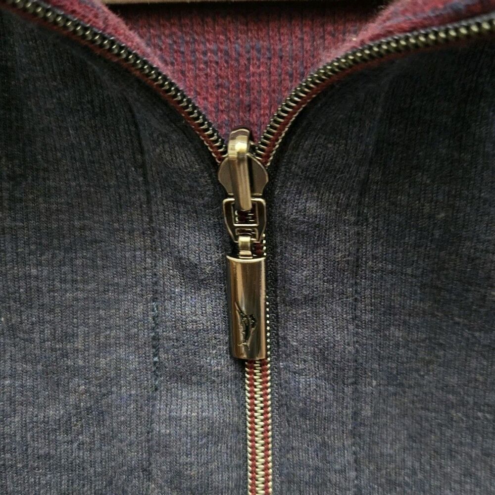Tommy Bahama Men's Size Large L Pullover Sweater Quarter Zip Fleece Blue - Picture 2 of 8